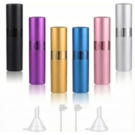 Atomizador Mini, Atomizador de Perfume, Frasco de Aluminio Portátil, Incluye Herramienta de Llenado y Reutilizable, Diseño Giratorio, 6 Colores, 8 ml