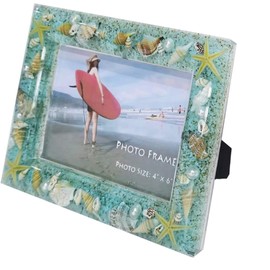 WalcoHome Life's a Beach! Our Tropical 4x6 Picture Frame Themed Seascape Makes a Perfect Backdrop for Your Vacation Memories Hand Crafted Tabletop & Wall Display Home Decor Nautical 4x6 Seashell