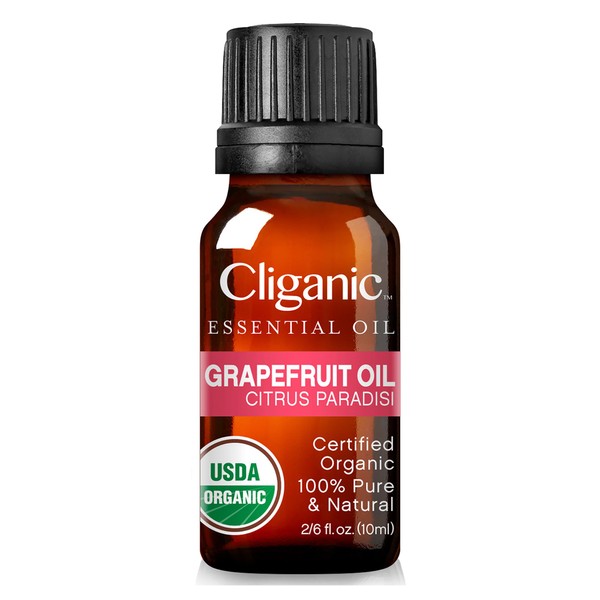 Cliganic Aceite de pomelo rosa orgánico, 100% puro natural, para aromaterapia, verificado sin OMG