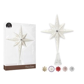Christmas Traditions 11 inch Platinum White Glittered Large Christmas Bethlehem Star Tree Topper Star for Large Tree 6 feet-8 feet Tall/Home Decor Ornaments (Platinum White)