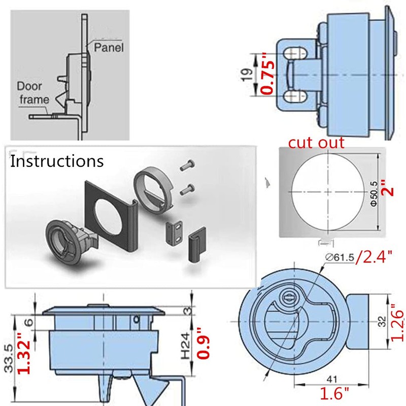 WJSKDQ 2PCS 2" Flush Pull Slam Latch Marine or Boat