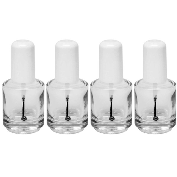 Karlash Premium - Botella de pulido vacía transparente + cepillo para polvo + bola mezcladora + tapa blanca 0.5 oz – 4 piezas
