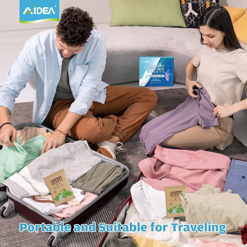 AIDEA Laundry Detergent Sheets, Unscented-(200 Loads) 100 Sheets, Laundry Sheets