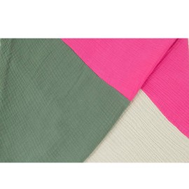 Gloop Women's Scarf XXL Knitted Triangle Scarf Cotton Triangular Scarf Muslin Scarf Without Scratching on Skin Made in Italy, Pink-green-beige