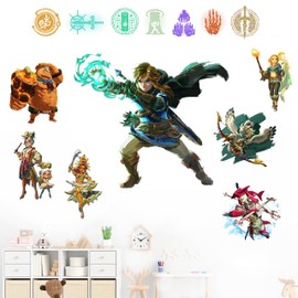 Pounchi Adventure Wall Stickers (1Sheet 14Pcs 15x31 inch) Cartoon Gaming Wall Decals Game Room Decor Removable Peel Stick Wall Decals