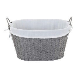 Household Essentials Grey ML-7267 Decorative Wicker Laundry Basket with Handles and Removable Liner