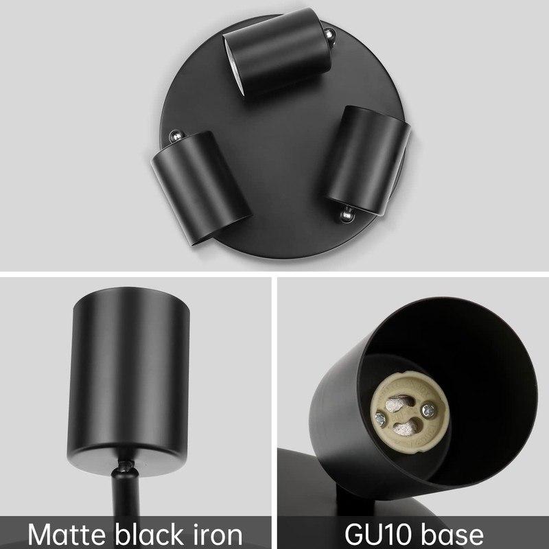 Dehobo Ceiling Spotlight Indoor in Matt Black - 3 Adjustable