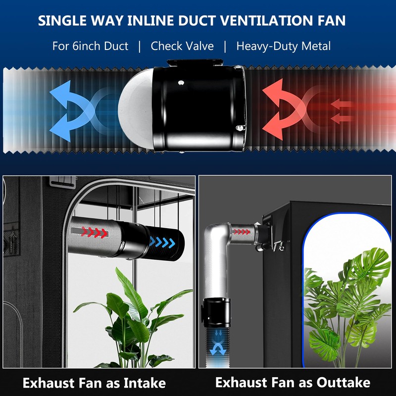 6in Inline Duct Fan, High Air Flow Extractor Fan Exhaust