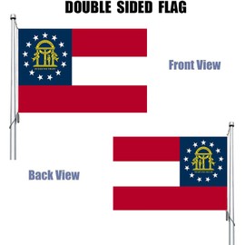 REIDFERR Georgia Flag 3x5 Outdoor Double Sided - Heavy Duty 3Ply Polyester Georgia State Flags Long Lasting 4 Rows Hemming GA Flag with 2 Brass Grommets 3 X 5 Ft