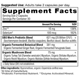Ancient Nutrition Probiotics for Men, SBO Probiotics Men's 60 Ct, for Gut Health, Digestive and Immune Support, Boosts Muscle Mass and Fat Metabolism, 25 Billion CFUs* Per Serving