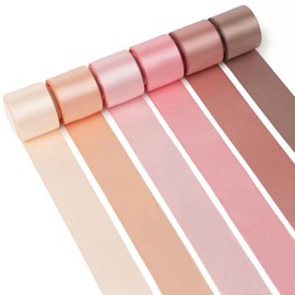 Mlurcu Pink Satin Ribbon Pink Ribbon 1-1/2 Inch x 60Yards Dusty Rose/Rose Gold/Nude/Peach/Pink Ribbons for Gift Wrapping Flower Bouquet Wedding Invitations Bridal Shower Decor Hair Bows Crafts