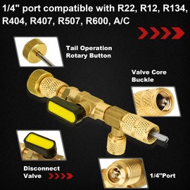 limontek Valve Core Remover Installer Tool, Dual Size SAE 1/4 to 5/16 Port, 10 Valve Core, 5 Brass Nuts