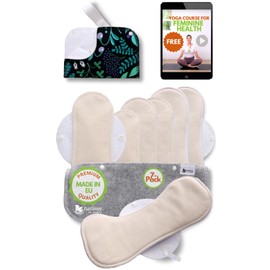 Washable Cotton Sanitary Pads, Pack of 7 Reusable Sanitary Pads MADE IN EU, Reusable Sanitary Pads, thin reusable organic sanitary pads for menstruation, incontinence, heavy postpartum bleeding.