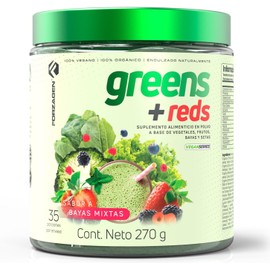 FORZAGEN Hecho en EUA Vegan Greens and Reds Superfood – Mezcla de Vegetales y frutos Orgánicos 270 g 35 Servicios x Envase Delicioso Sabor a Frutos Mixtos 4 gr de Fibra Con Fibra y Enzimas Digestivas Libre de Soya Libre de Gluten Endulzado con Stevia Vega