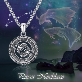 PARYFO Zodiac Sign Pisces Necklace 925 Sterling Silver Pisces Pendant Constellations Necklace Astrology Horoscope Pendant Jewelry Gifts for Men Women Unisex