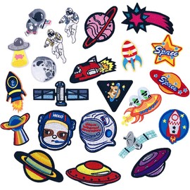 Iron-On Patches, Pack of 23 Patch Stickers, DIY Clothing Patches, Stickers, Space Astronaut Series for T-Shirt, Jeans, Clothing, Bags