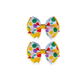 MeiMei Multicolor Spot Dot Yellow Circle Children 3.25 inch Hair Bow Hair Tie Rubber Elastic Band Bobbles, Handmade Girl Hair Accessories, Matching Costumes, 2 Pieces (Spot 2, BTF-Cheer, Bobbles)