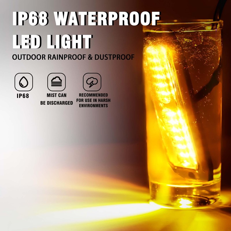 WINECO Amber 8PCS LED Strobe Lights Kit 12V 24V Sync