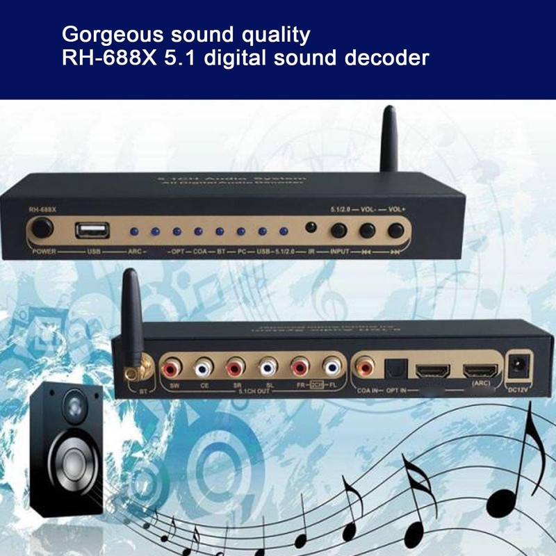 5.1 Surround Sound System, 5.1 Channel Sound Decoder 192Khz/24Bit HD