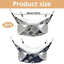 2 Pcs Rat Hammock, Ferret Hammock, Soft Warm Hanging Bed & Hideout Suitable for FerretsDouble Layer Plush Hanging Bed for Small Pets, with Durable Construction and Easy Installation