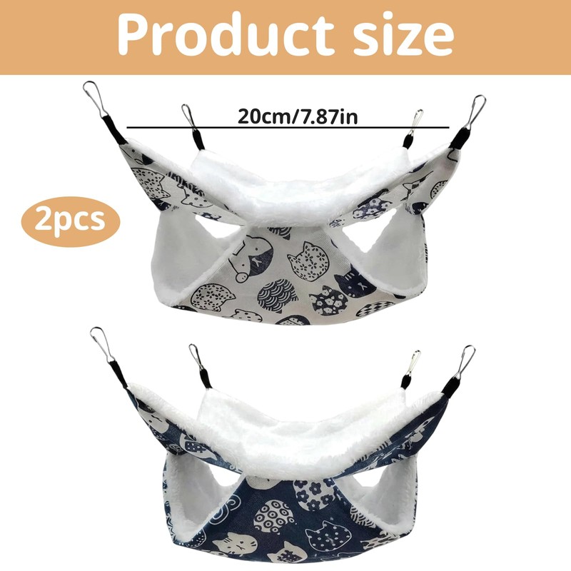 2 Pcs Rat Hammock, Ferret Hammock, Soft Warm Hanging Bed