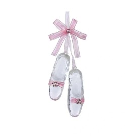 Kurt Adler Pink Ballet Shoes With Bow and Jewel Acrylic Ornament