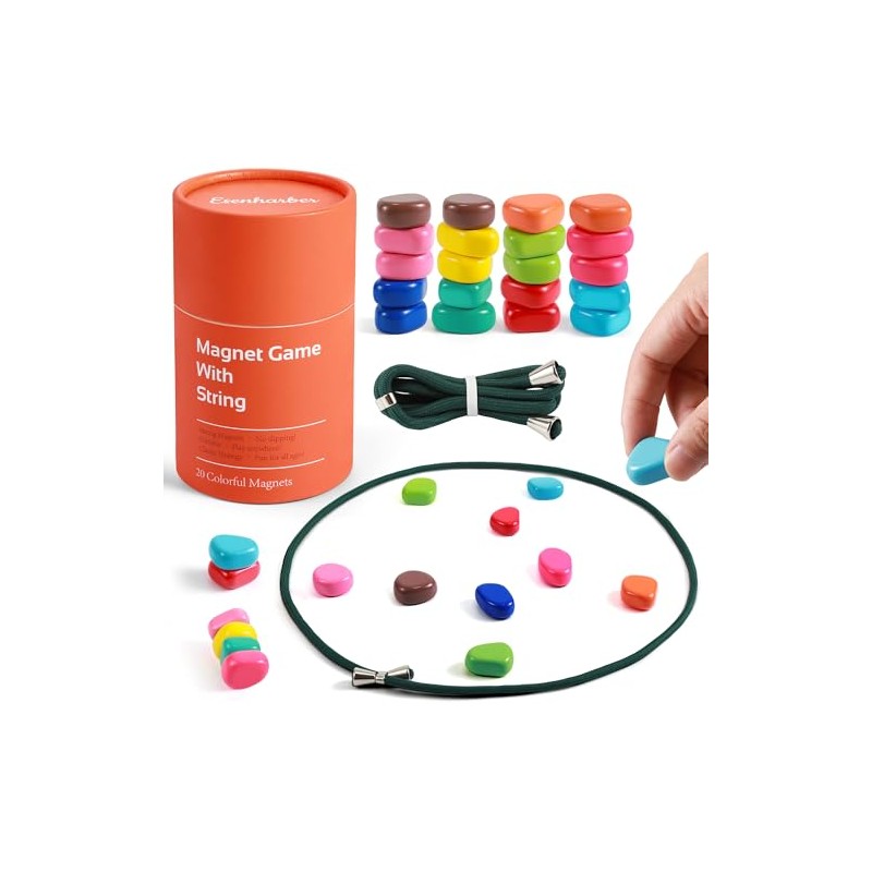 ESENHARBER Magnet Game with String, 20 Colorful Magnet Stones for