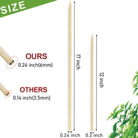 Bamboo Plant Stakes 17&12 Inch Orchid Sticks Supking Wood Plant Supports,30 Pcs Natural Bamboo Support Sticks for Plants/Floral/Potted Plant