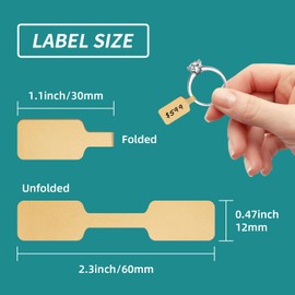 500 Pcs Jewelry Price Tags Stickers Roll for Necklace Earring Price Identify, Labelchoice Rectangle Shape Self Adhesive Kraft Blank Dumbbell Jewelry Stickers Label for Bracelet Ring Clothing Display