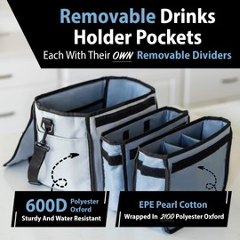 Sleek Space Drinks Carrier with Removable Divider and Velcro Closure, Insulated Bag for Drinks Caddy, Food Door Dash Bag for Delivery. Drinks Cooler Bag, Hot Drink Holder, Cup Carrier