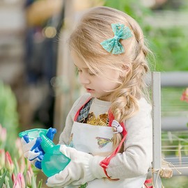 3-Inch Lace Hair Bow Clips for Girls-2PCS Vintage Multicolor Bowknot Hair Accessories, Perfect for Weddings, Birthdays & Special Events-Light Green