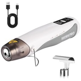 WORKPRO 7.2V Mini Cordless Heat Gun, 680℉ Hot Air Gun with Reflector Nozzle, 3 Temp Settings - Cool Air, 302℉/680℉, Fully Ceramic Heating Core for Halloween Crafts & DIY Embossing