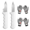 ADORAMBLING 2PCS Oyster Shucking Knife + 4PCS A5 Cut-Resistant Gloves(2M+2L),8"