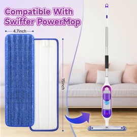 8 Pack Reusable Mop Pads Compatible for Swiffer PowerMop,Microfiber Mop Replacements Pads for 13''-15'' Spray Mop, Machine Washable Power Mop Pads for Swiffer,Dry Wet Spray Floor Pads, Blue