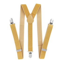 axy Children's Boys Braces Y Shape Wide 2.5 cm with 3 Strong Clips Can be Combined with Bow Tie - Plain Colours, Gold (with glitter threads)