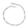 Figaro Bracelet 925 Sterling Silver Rhodium Plated 3.5 mm Wide