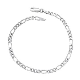 Figaro Bracelet 925 Sterling Silver Rhodium Plated 3.5 mm Wide Choice of Length 16 17 17.5 18 18.5 19 19.5 20 21 21.5 22 cm Figaro Chain Silver Chain Bracelet Tarnish Resistant, Silver, silver
