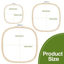 Caydo 3 Pieces 3 Sizes Square Embroidery Hoops Adjustable Circle Cross Stitch Hoop Embroidery Frames for Sewing, Needlework, DIY Embroidery Craft