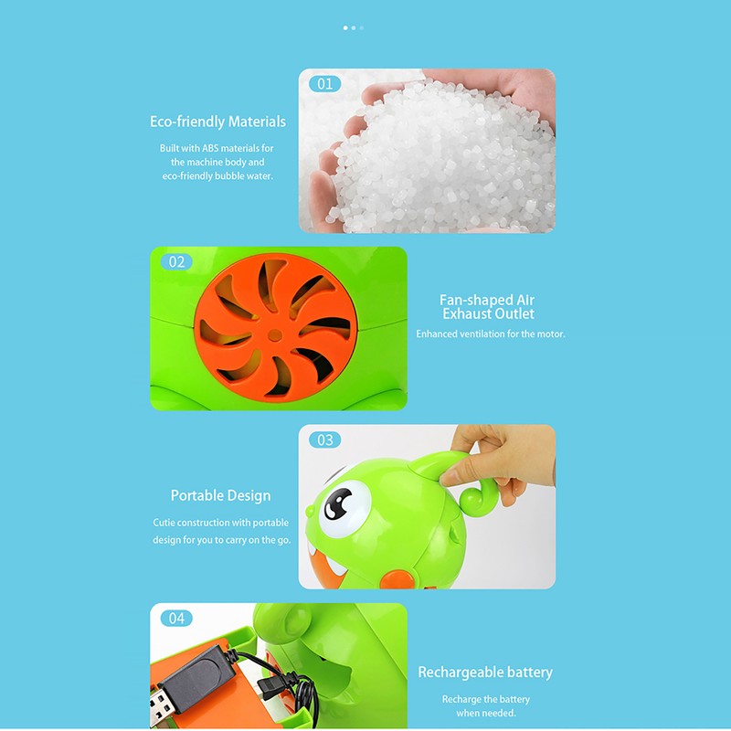 Electric Bubble Blowing Toys Children Rechargeable One Button Operation Bubble