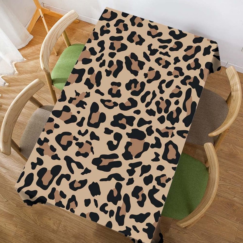 Walmsco Tablecloth Brown Leopard Pattern Decor For Dining Room Kitchen