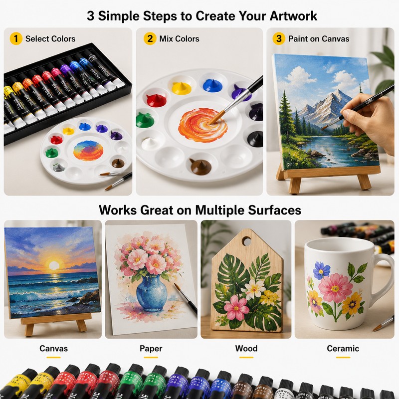Acrylic Paint Set for Painting & DIY Crafts – 12/24