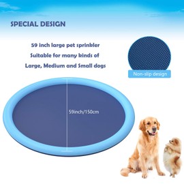 Splash Pad for Dogs Kids, Non-Slip Pet Thickened Durable Sprinkler Wading Pools, Splash Play Mat Outdoor Game Water Toys for Baby Girls Boys Children Pets
