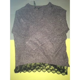 MORAL FIBER NWT Moral Fiber Knit Multicolored Cutout Lace Sweater 2X Comfy Sexy