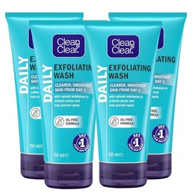 Clean & Clear Daily Exfoliating Face Wash, Oil-Free, 150ml, Pack of 4 | Unblocks Pores & Prevents Spots | Clearer, Smoother Skin from Day 1 | Click ‘Customise Now’ for More Bulk Buy Options