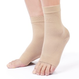 KEKING® Ankle Brace Compression Support Sleeve for Women & Men, Medical Ankle Compression Socks for Plantar Fasciitis, Foot & Ankle Swelling, Achilles Tendon Support, Arch Support, 1 Pair of Beige S