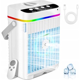 Mobile Klimaanlage, 4 in 1 Mini Klimaanlage mit Kühlen Nebel, Klimaanlage Mobil, Kimagerät Ohne Abluftschlauch, Klimaanlage Mobil Mini mit 3 Stufen & 7 Farben Nachtlicht für Zuhause/Büro