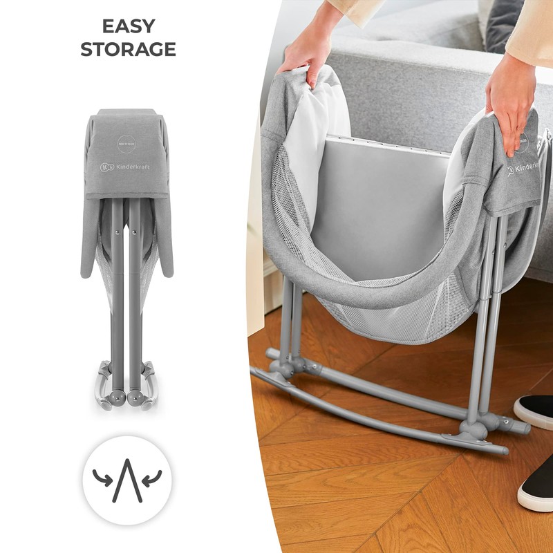 Kinderkraft LOVI Travel Bassinet for Baby, Portable Folding Baby Bed