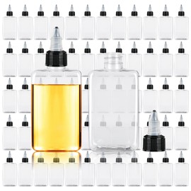 Akamino 50 Pack Small Squeeze Bottles with Twist Top Caps, 3.4 oz Plastic Liquid Condiment Squeeze Containers for Soy Sauce Vinegar, Leak-Proof Oil Dispenser Bottle for Travel, Camping, Kitchen