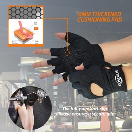 Ventilated Weight Lifting Gym Workout Gloves with Wrist Wrap Support for Men & Women, Full Palm Protection, for Weightlifting, Training, Fitness, Hanging, Pull ups (Black, Large)