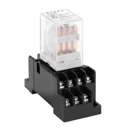 Mini Relay, 1 Piece 24 VDC/220 V AC Coil Power Relay, 14 Pins 5A Mini Between Electromagnetic Relay with Base for Factory Workshops HH54P Suitable for DIN Rail (MY4NJ)